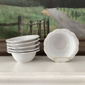 Simply Shabby Chic Chateau Deep Cereal Soup Bowls set of 6 White Cottage Country